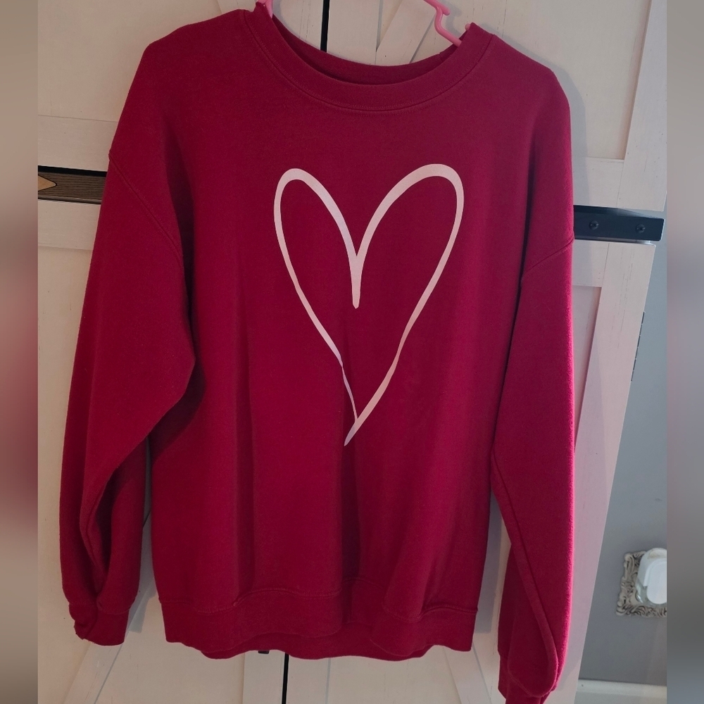 Gildan Red Sweatshirt with Heart Design